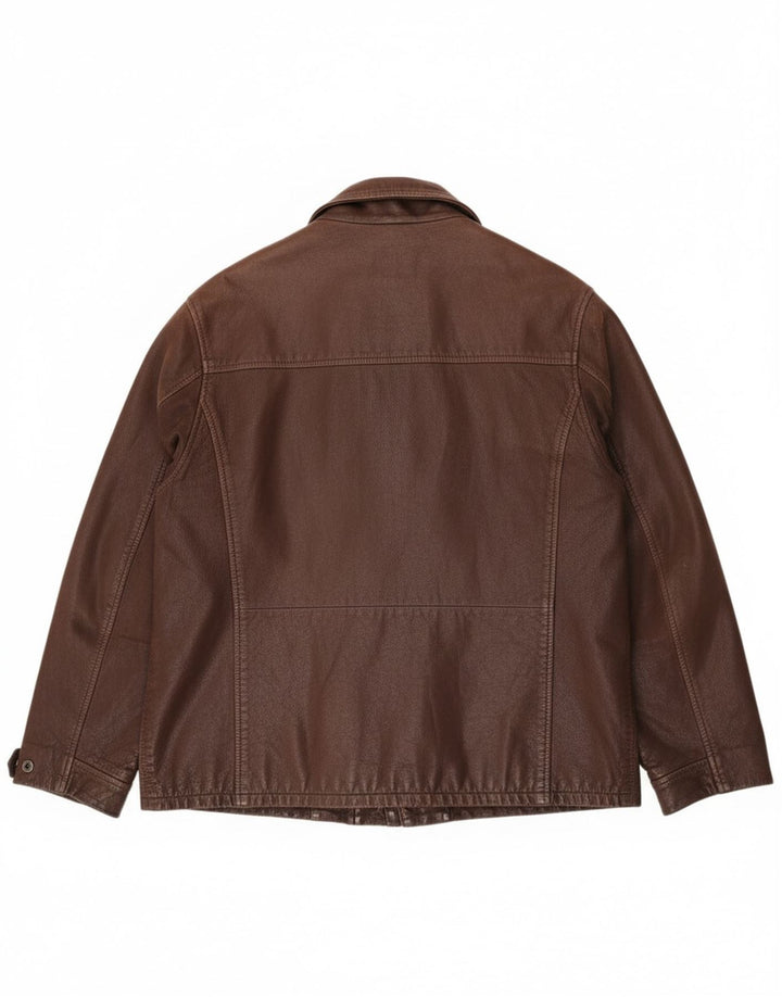 Vintage Mens Leather Jacket IT 50 Large Brown Leather