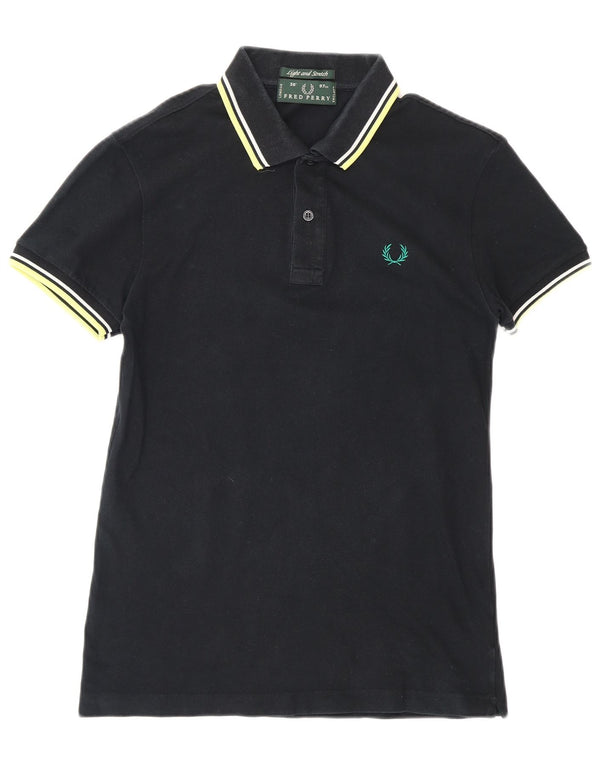 FRED PERRY Mens Polo Shirt Small Black Cotton