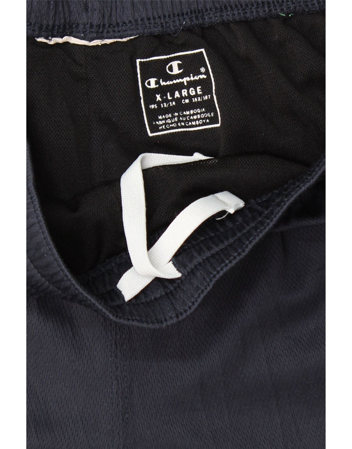 CHAMPION Boys Graphic Sport Shorts 13-14 Years XL Navy Blue