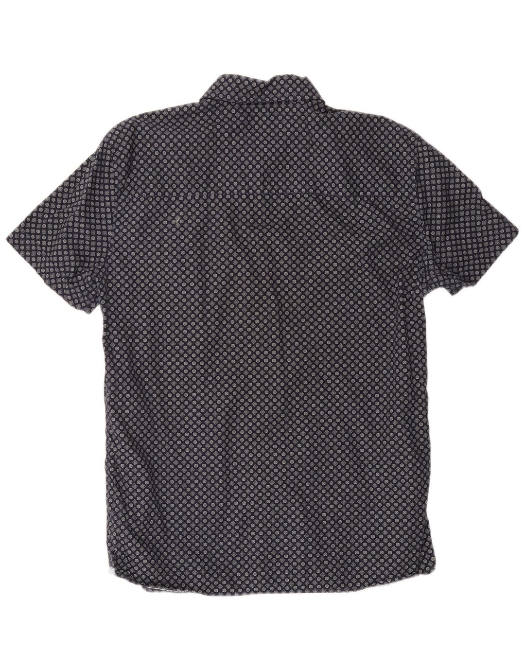 MUSTANG Mens Slim Fit Short Sleeve Shirt Large Navy Blue Floral Cotton