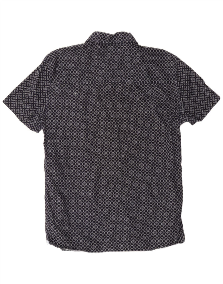 MUSTANG Mens Slim Fit Short Sleeve Shirt Large Navy Blue Floral Cotton