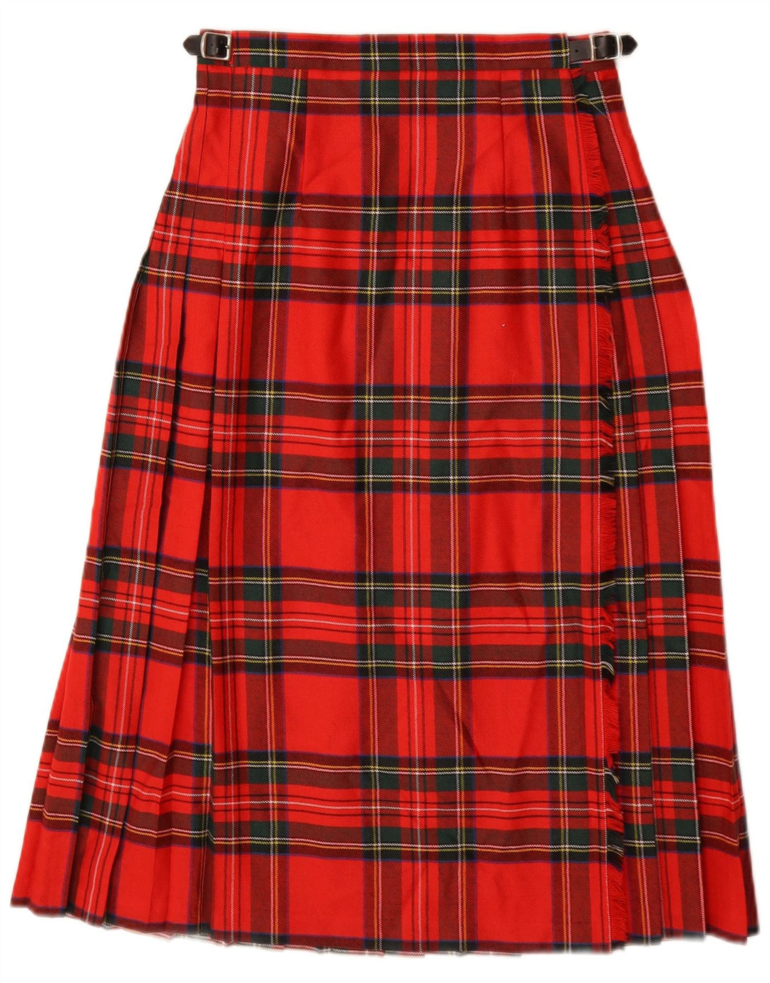 O'NEIL OF DUBLIN Womens Pleated Wrap Skirt UK 10 Small W27  Red Plaid Wool