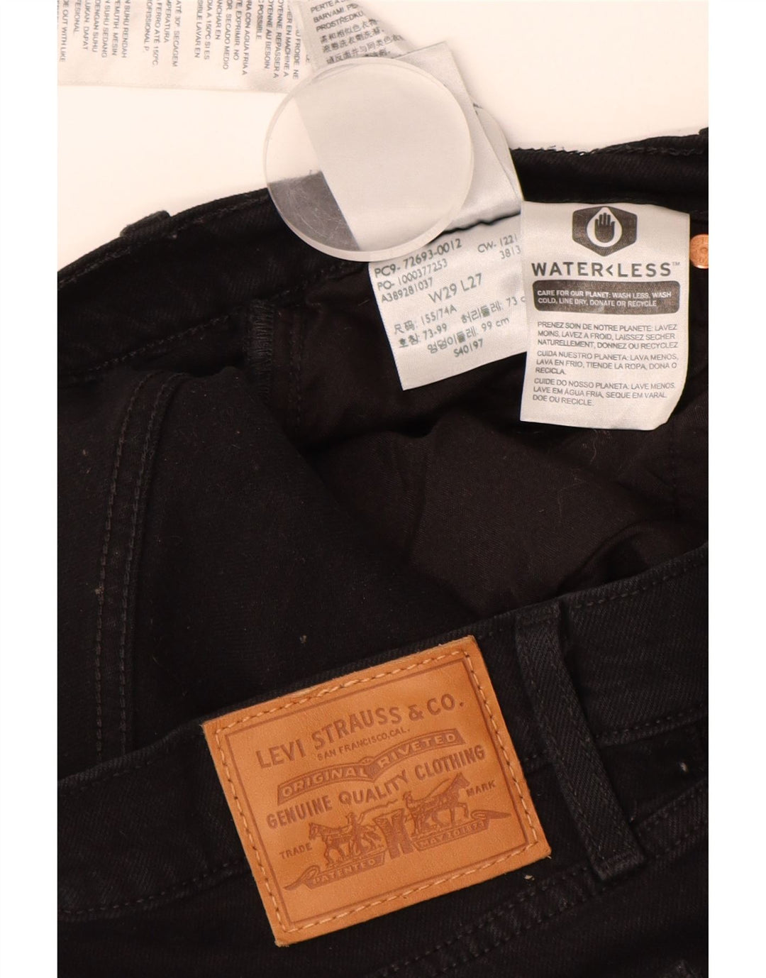 LEVI'S Womens Ribcage High Rise Straight Jeans W29 L27 Black Cotton