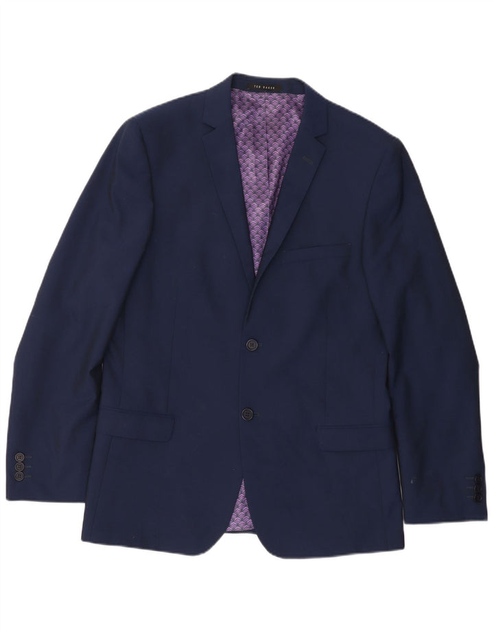 Ted Baker Mens 2 Button Blazer Jacket UK 40 Large Navy Blue Wool