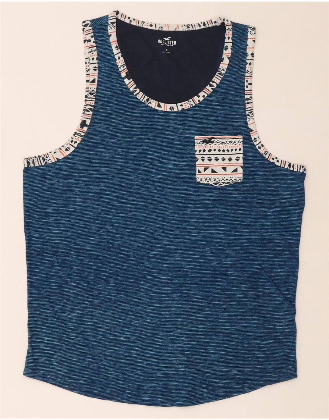 HOLLISTER Mens Vest Top Small Blue Pinstripe Cotton