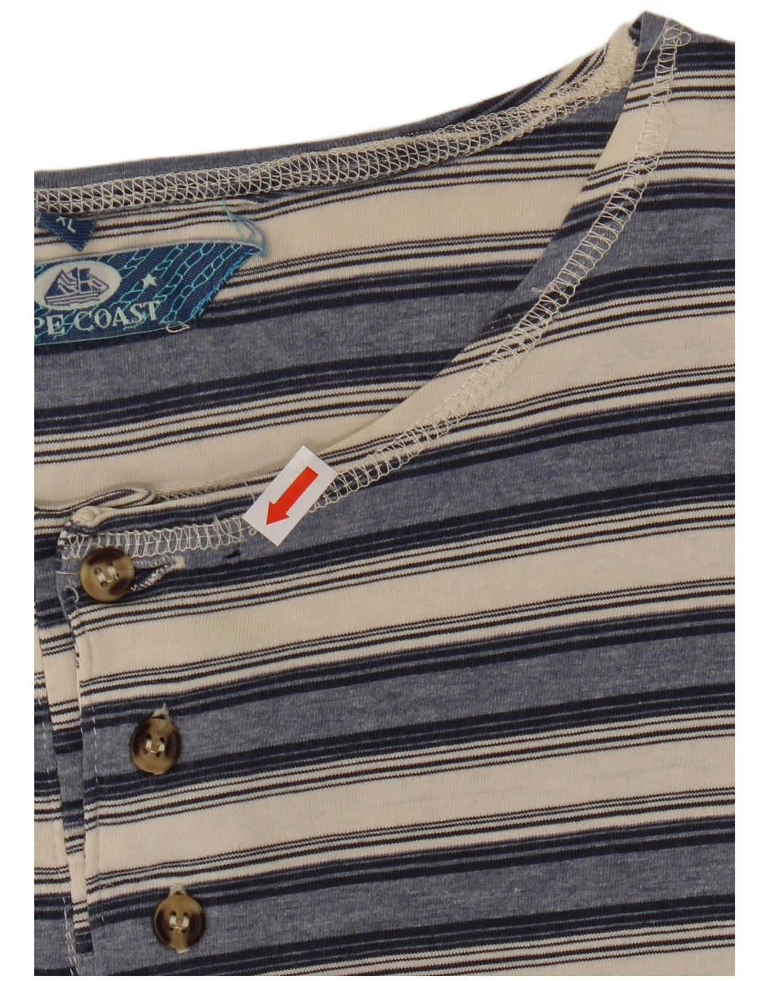 VINTAGE Mens T-Shirt Top XL Navy Blue Striped Cotton