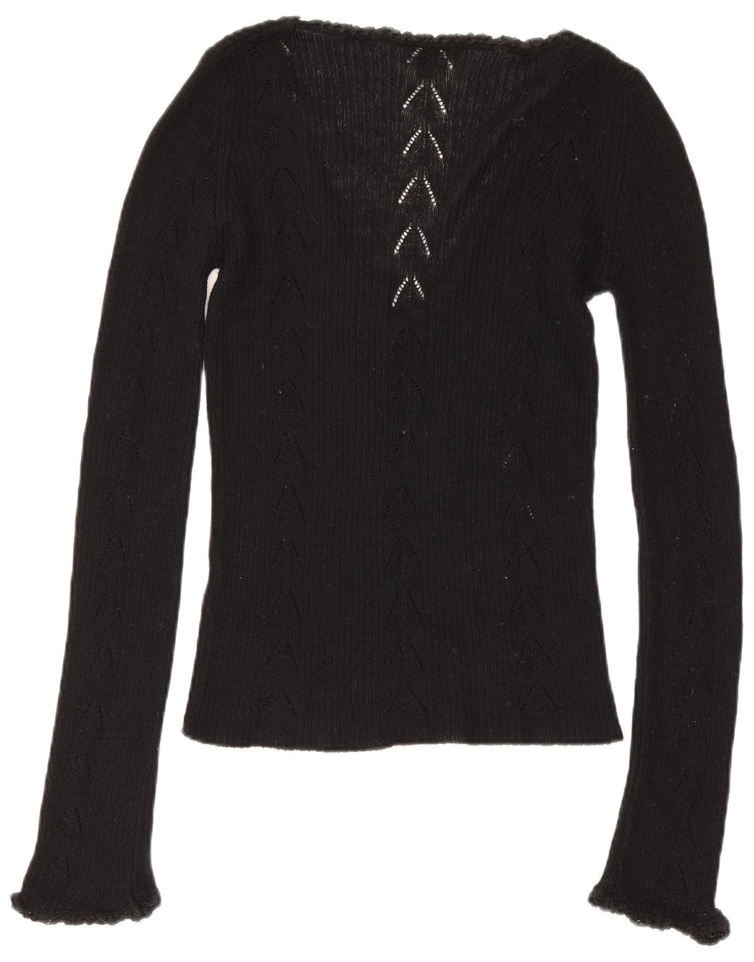 Calvin Klein Womens Graphic Top Long Sleeve UK 12 Medium Black