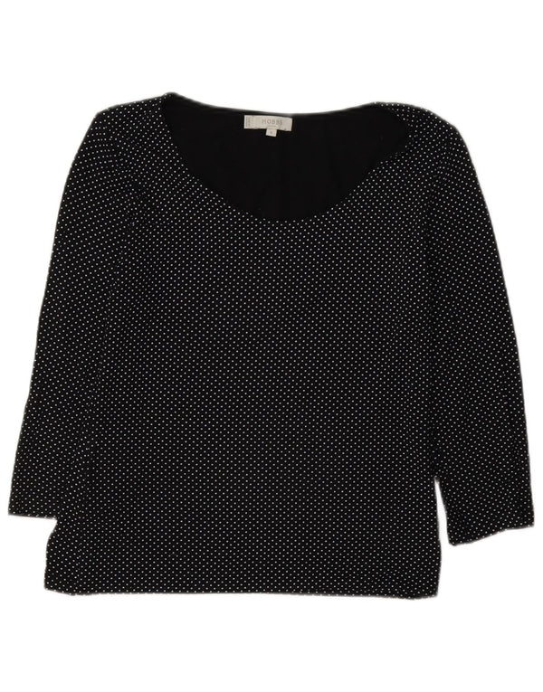 Hobbs Womens Top 3/4 Sleeve UK 10 Small Black Spotted Viscose