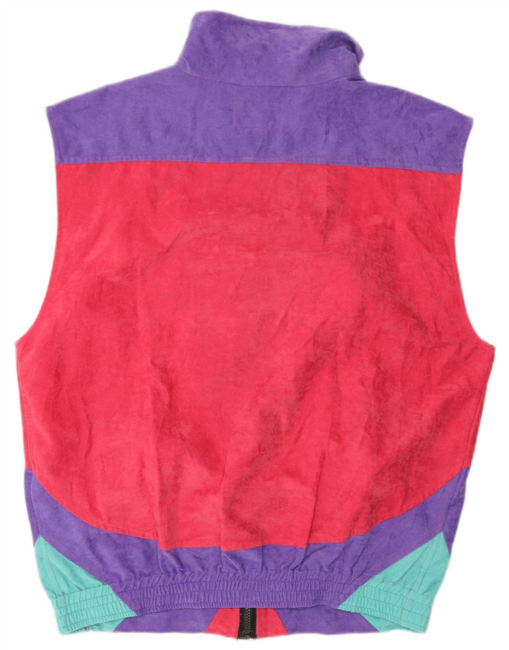 Vintage Mens Sleeveless Tracksuit Top Jacket Medium Red Colourblock