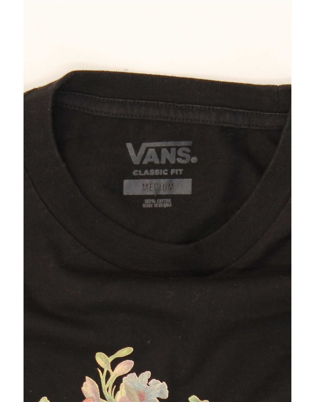 Vans Mens Classic Fit Graphic Top Long Sleeve Medium Black Floral