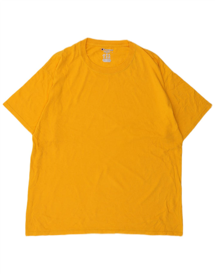 CHAMPION Mens T-Shirt Top XL Yellow Cotton