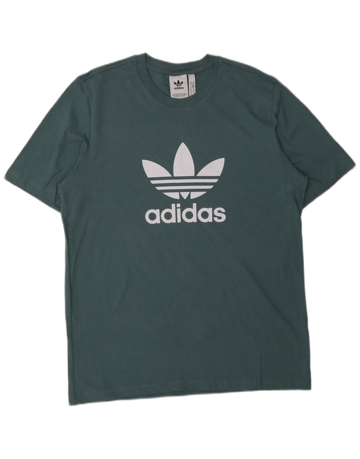 ADIDAS Mens Graphic T-Shirt Top Medium Blue Cotton