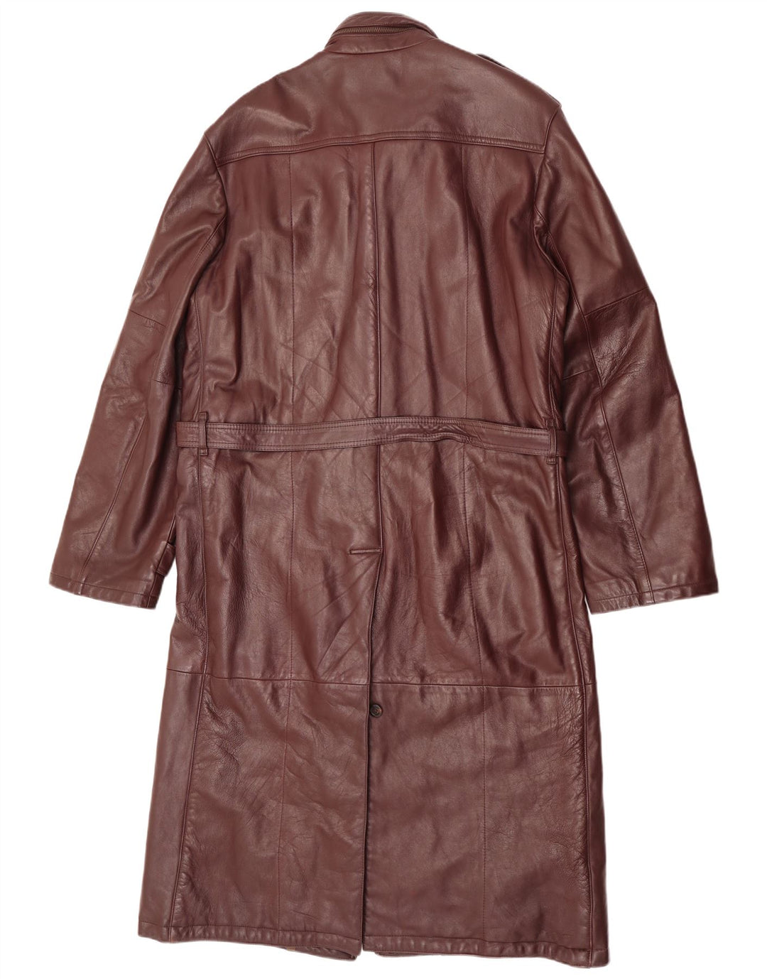C & A Mens Military Leather Coat UK 40 Large Maroon Leather