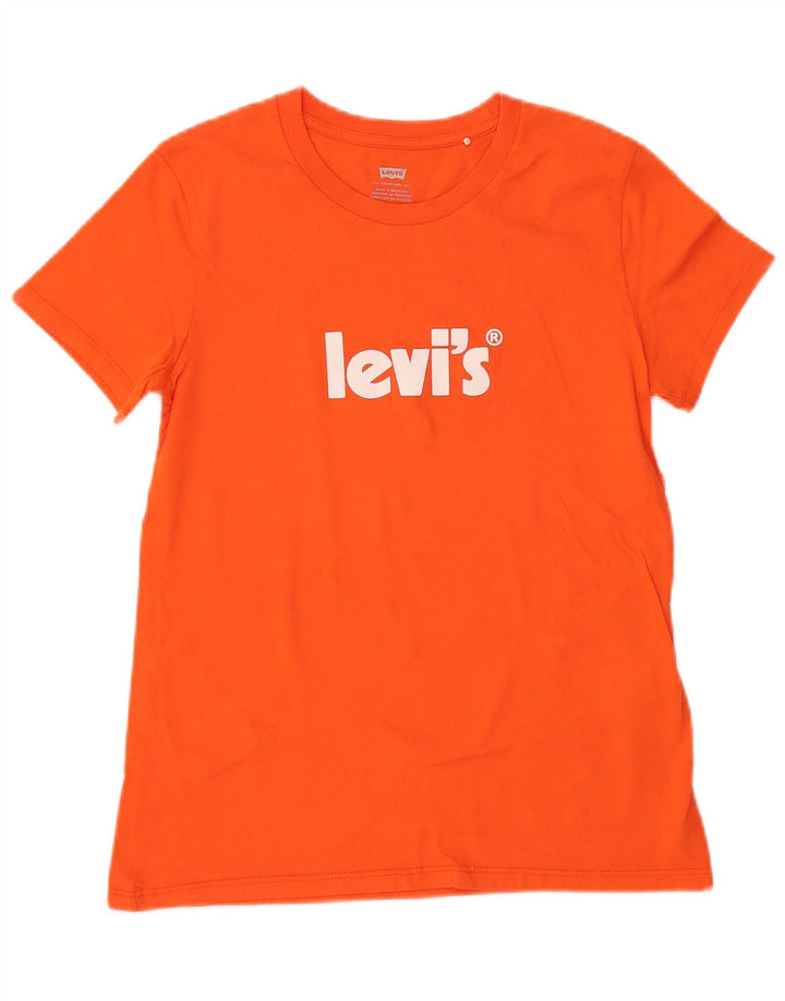 LEVI'S Womens Graphic T-Shirt Top UK 6 XS Orange Cotton