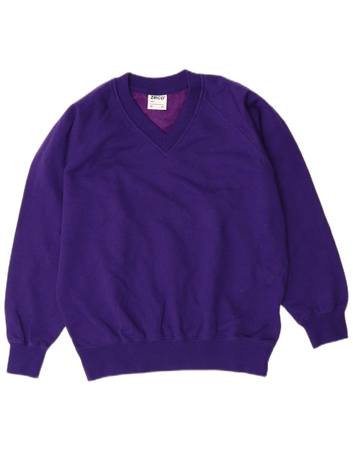 VINTAGE Mens Sweatshirt Jumper UK 36 XS Purple Acrylic College