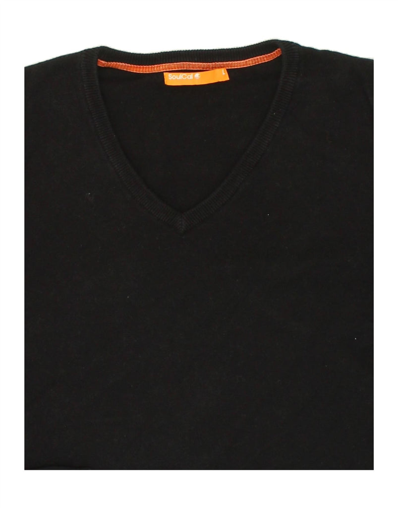 SOUL CAL Mens V-Neck Jumper Sweater Large Black Cotton Vintage Soul Cal and Second-Hand Soul Cal from Messina Hembry 