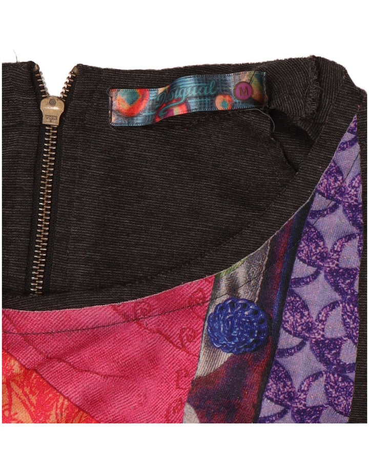 DESIGUAL Womens Sheath Dress UK 12 Medium Grey Patchwork