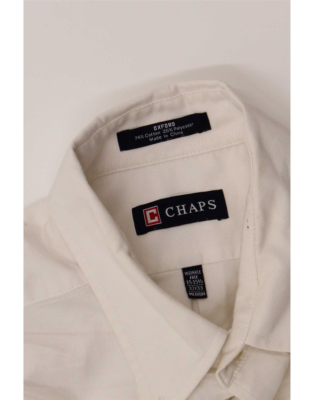 Chaps Mens Shirt Size 15 1/2 Medium White Cotton