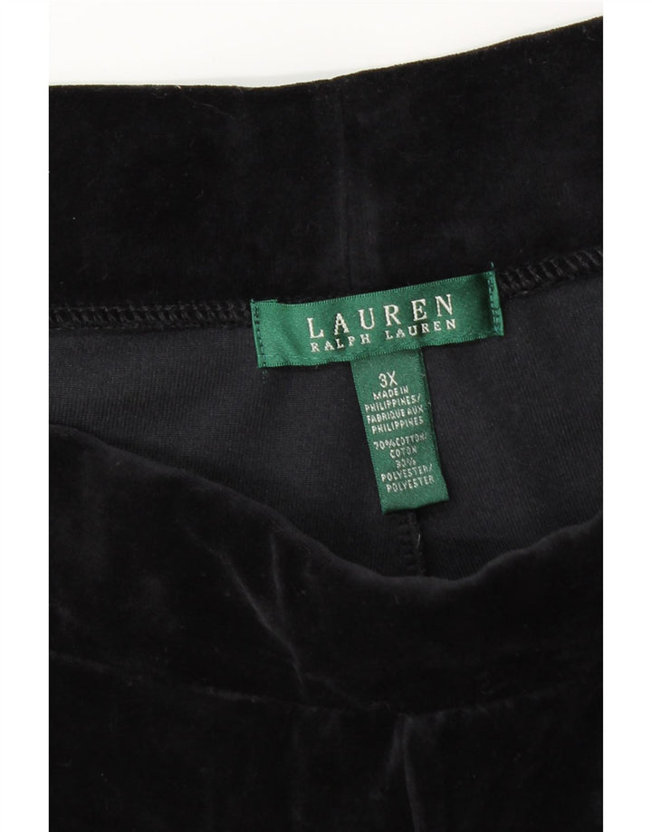 RALPH LAUREN Womens Velour Tracksuit Trousers UK 22 3XL  Black Cotton