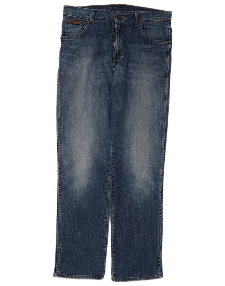 WRANGLER Mens Texas Stretch Straight Jeans W33 L30 Blue Cotton