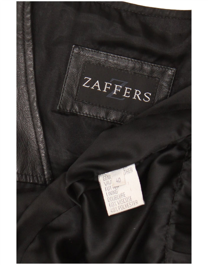 Vintage Womens Oversized Gilet IT 40 Small Black Leather