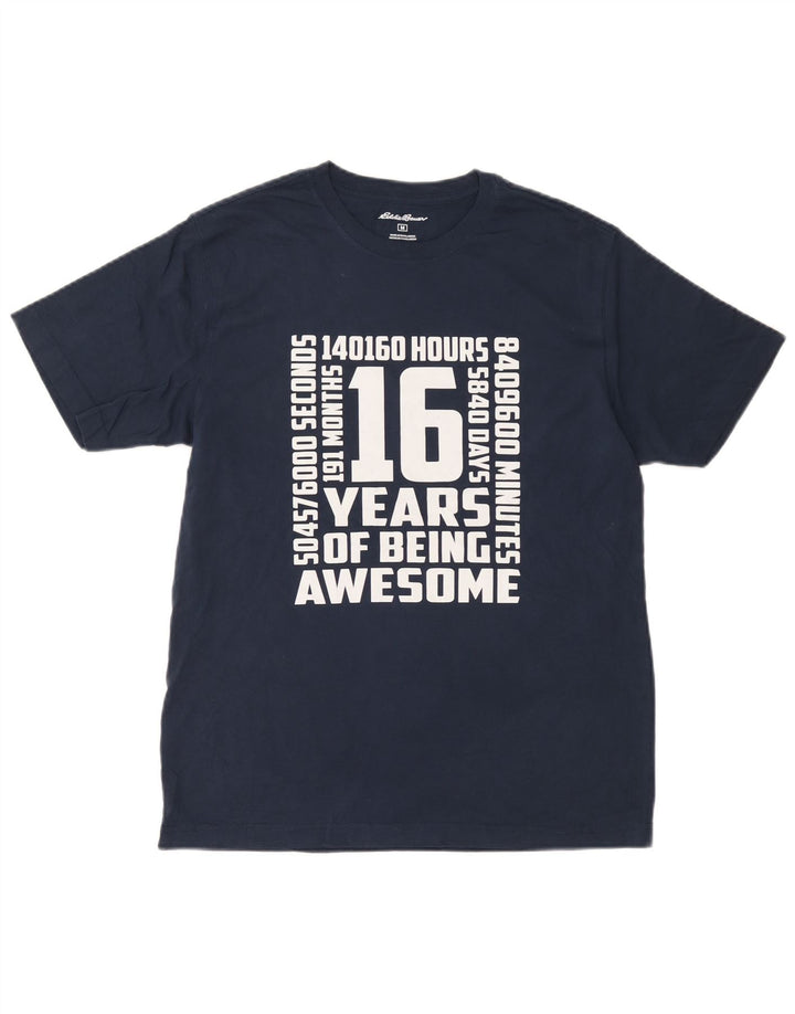 Eddie Bauer Mens Graphic T-Shirt Top Medium Navy Blue Cotton