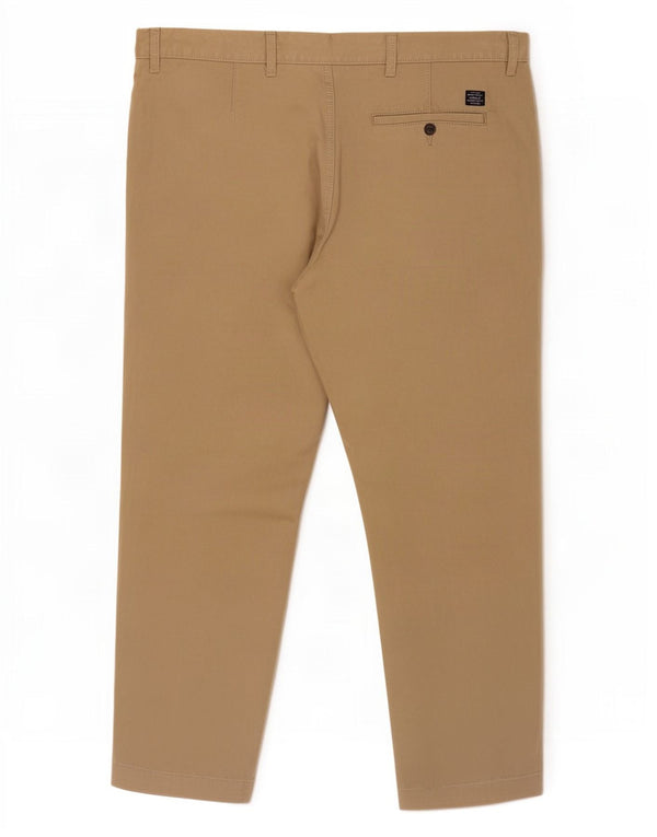 Marks & Spencer Mens Straight Chino Trousers W42 L31 Beige Cotton