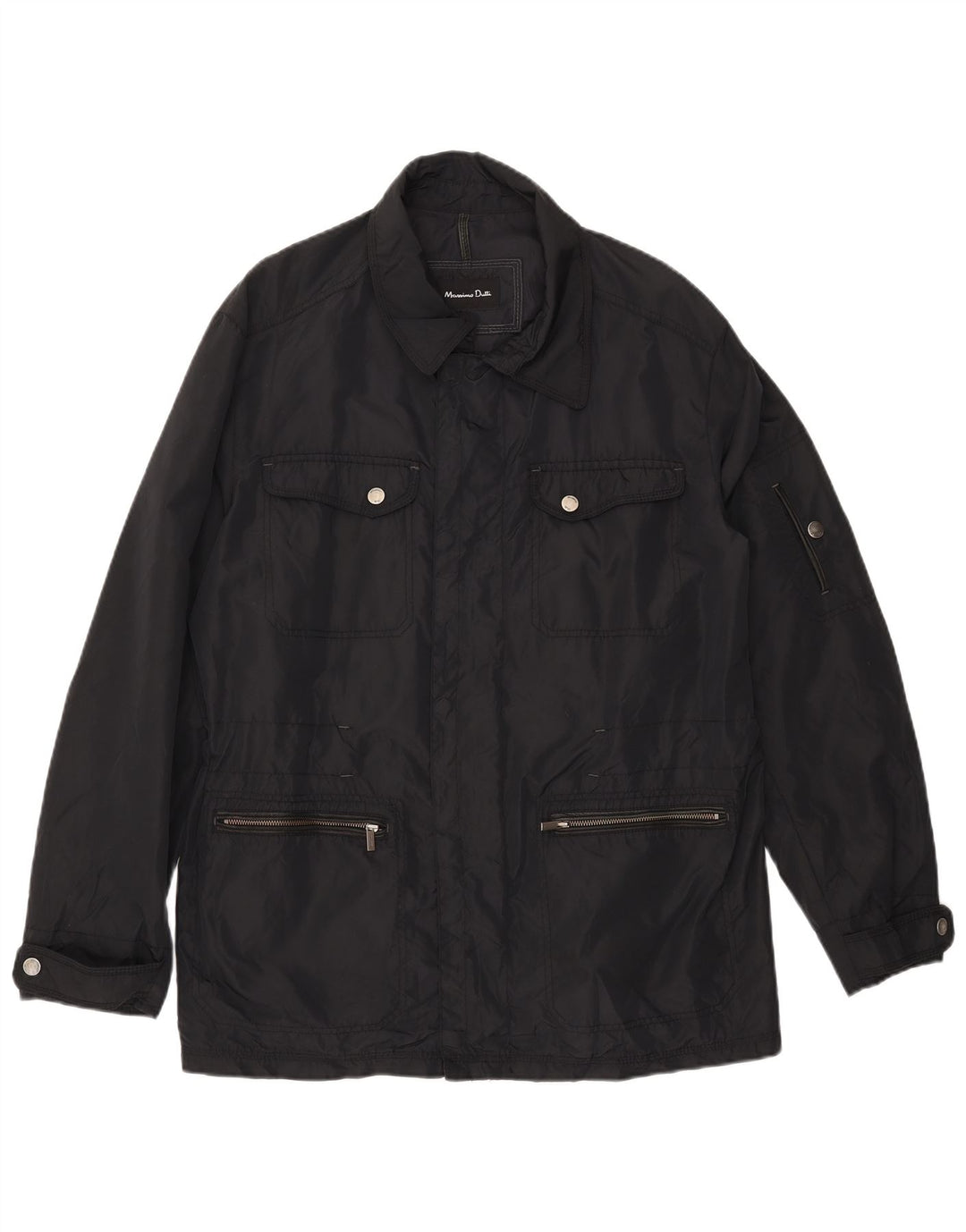 MASSIMO DUTTI Mens Utility Jacket UK 42 XL Black Nylon