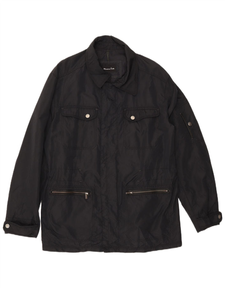MASSIMO DUTTI Mens Utility Jacket UK 42 XL Black Nylon