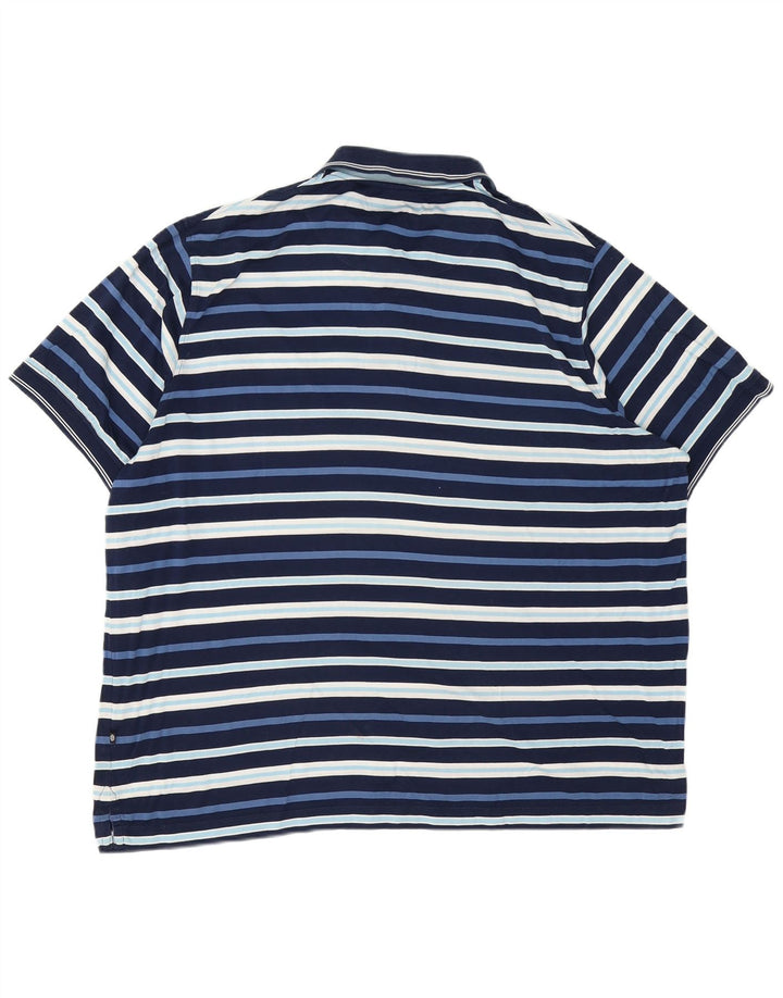 BUGATTI Mens Polo Shirt 3XL Navy Blue Striped Cotton