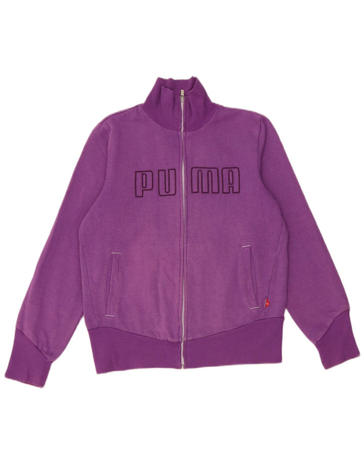 PUMA Womens Crop Graphic Tracksuit Top Jacket UK 14 Medium Purple