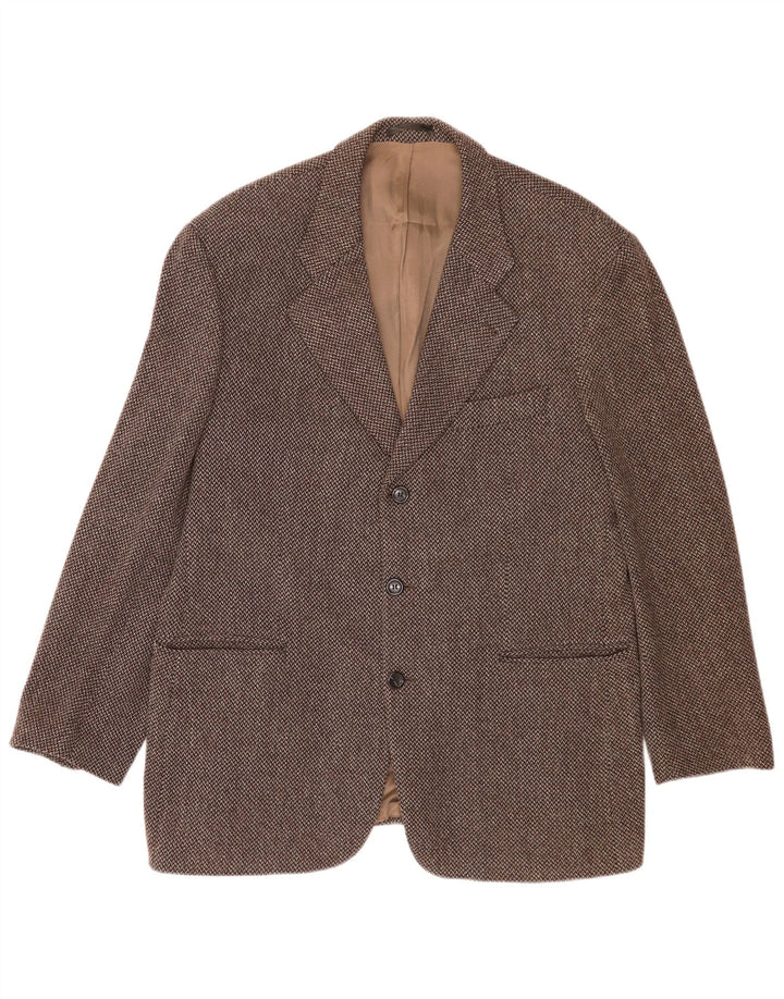 Carlo Barbera Mens 3 Button Blazer Jacket IT 54 2XL Brown Houndstooth