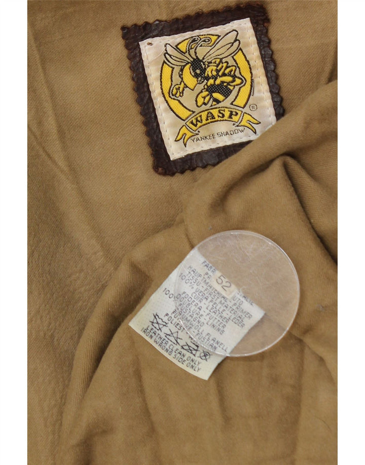 VINTAGE Mens Leather Jacket IT 52 XL Brown Leather