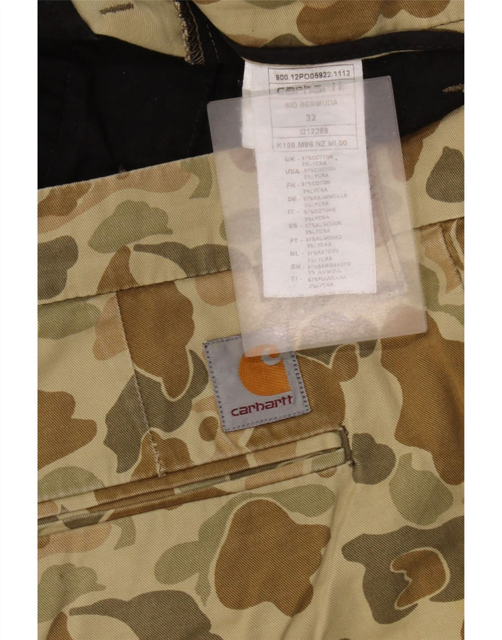 CARHARTT Mens Bermuda Chino Shorts W32 Medium  Khaki Camouflage Cotton
