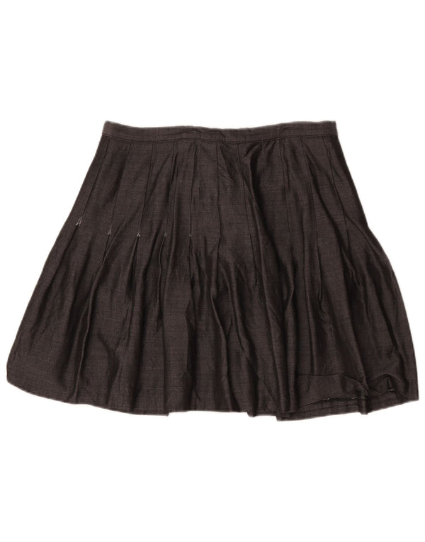 Marks & Spencer Womens Pleated A-Line Skirt UK 18 XL W32 Grey Viscose