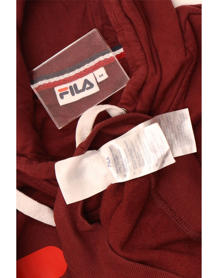 Fila Mens Graphic Hoodie Jumper Medium Maroon Cotton