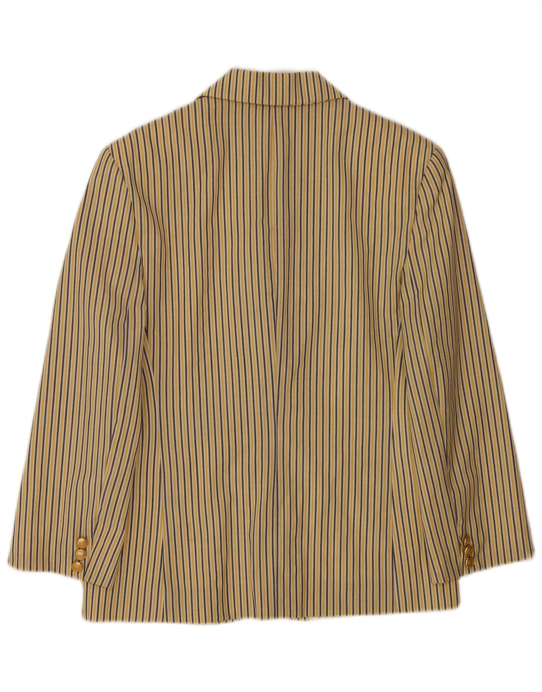 Laura Lindor Womens 2 Button Blazer Jacket UK 12 Medium Yellow Striped