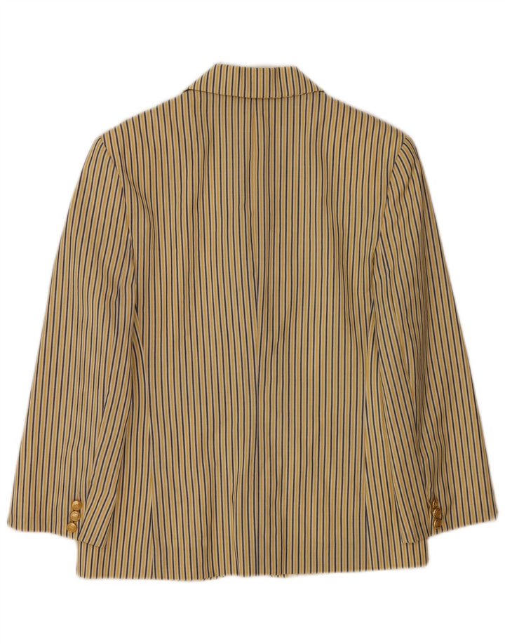 Laura Lindor Womens 2 Button Blazer Jacket UK 12 Medium Yellow Striped