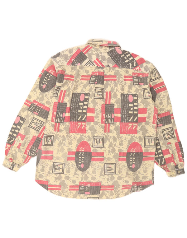 Think Pink Mens Graphic Flannel Shirt XL Multicoloured Geometric Cotton