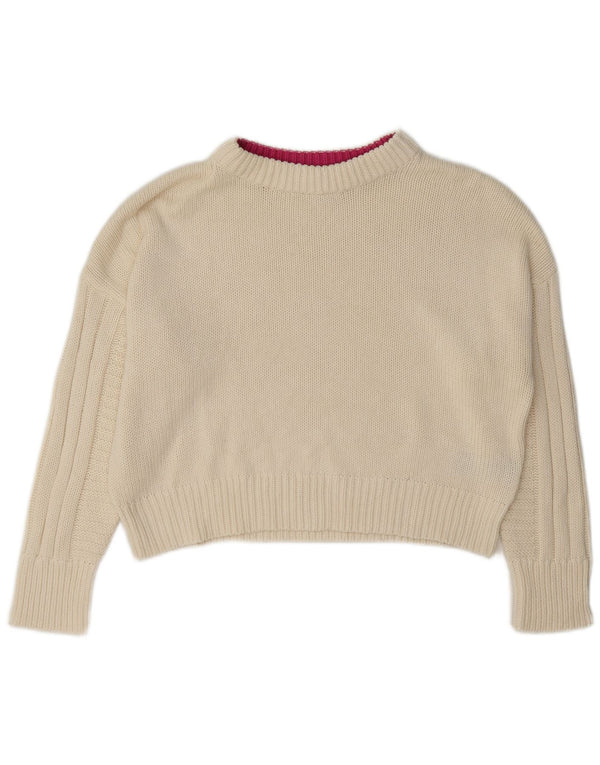 Topshop Womens Loose Fit Crew Neck Jumper Sweater UK 12 Medium Off White