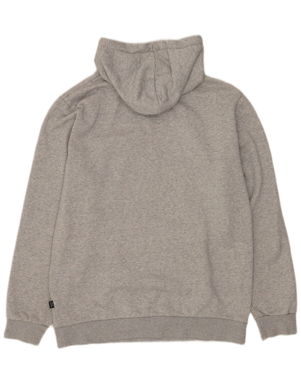Puma Womens Graphic Hoodie Jumper UK 14 Medium Grey Flecked Cotton