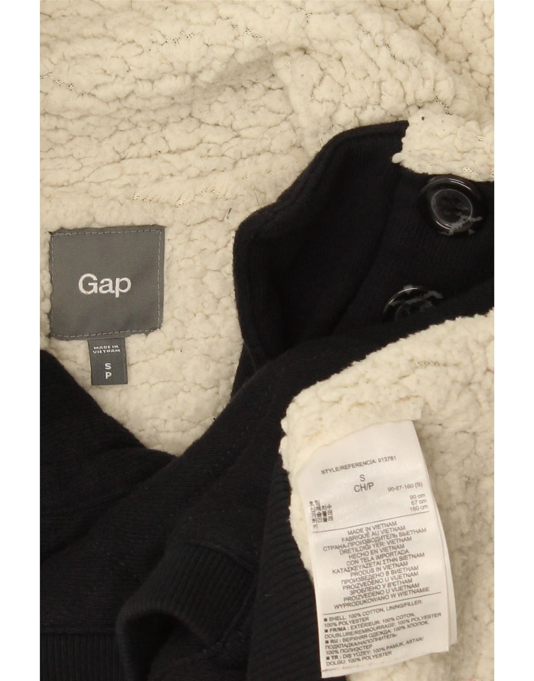 Gap Womens Bomber Sherpa Jacket UK 10 Small Navy Blue Cotton