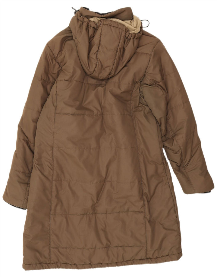 Jack Wolfskin Womens Hooded Padded Coat UK 16 Large Brown Polyester