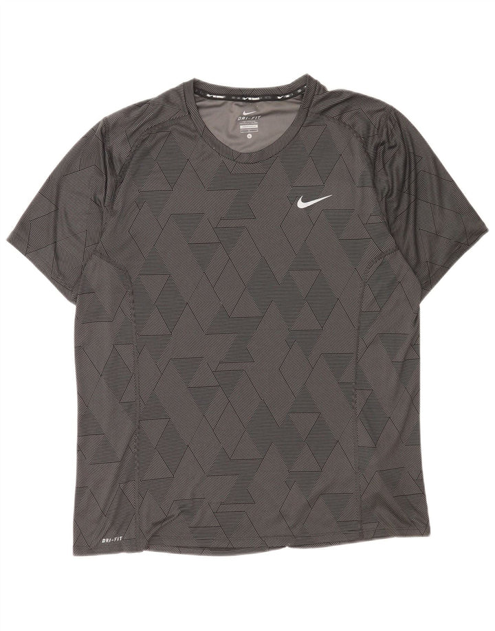 Nike Mens Dri Fit T-Shirt Top Large Black Geometric Polyester