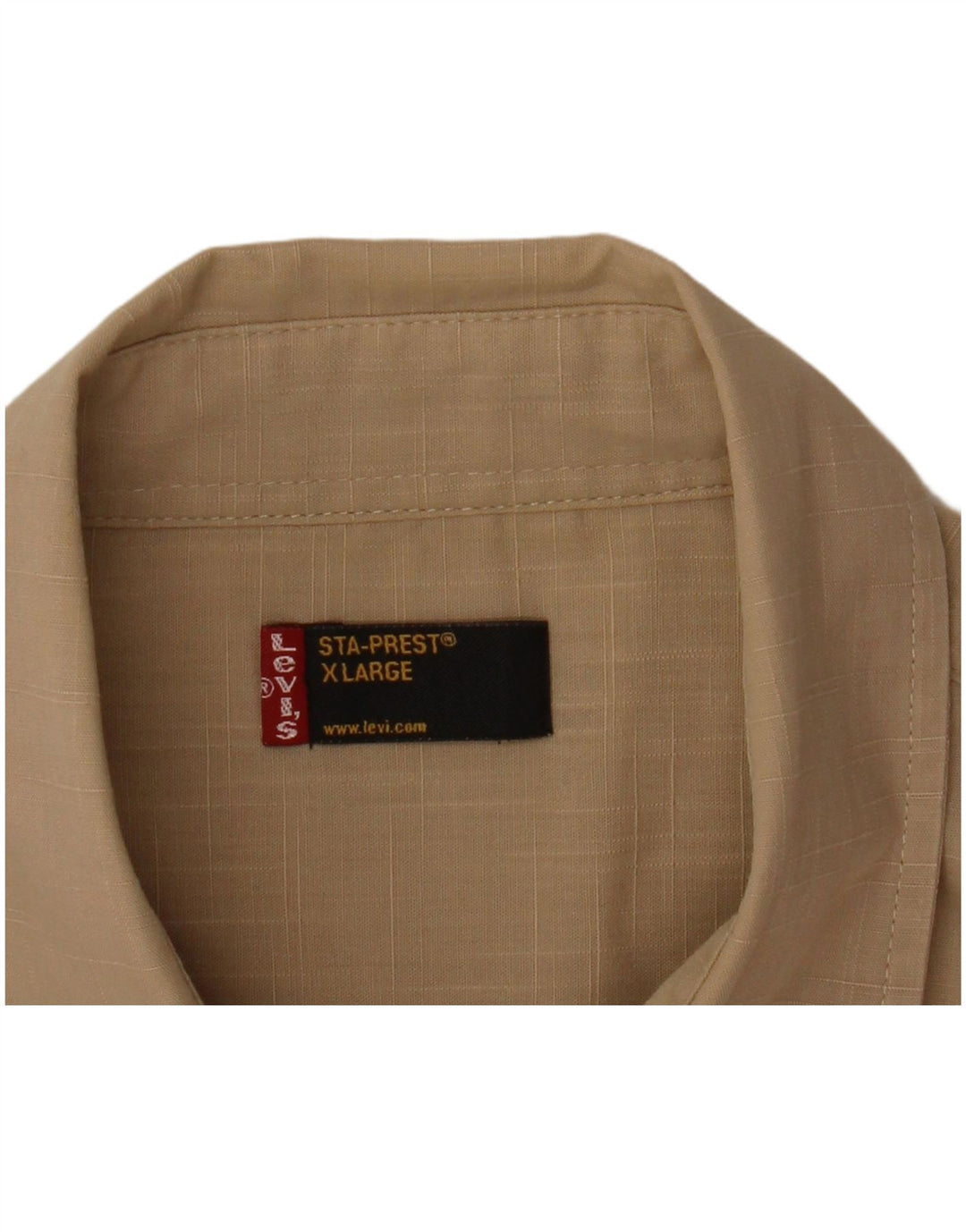 Levi's Womens Sta-Prest Short Sleeve Shirt UK 18 XL Beige Check