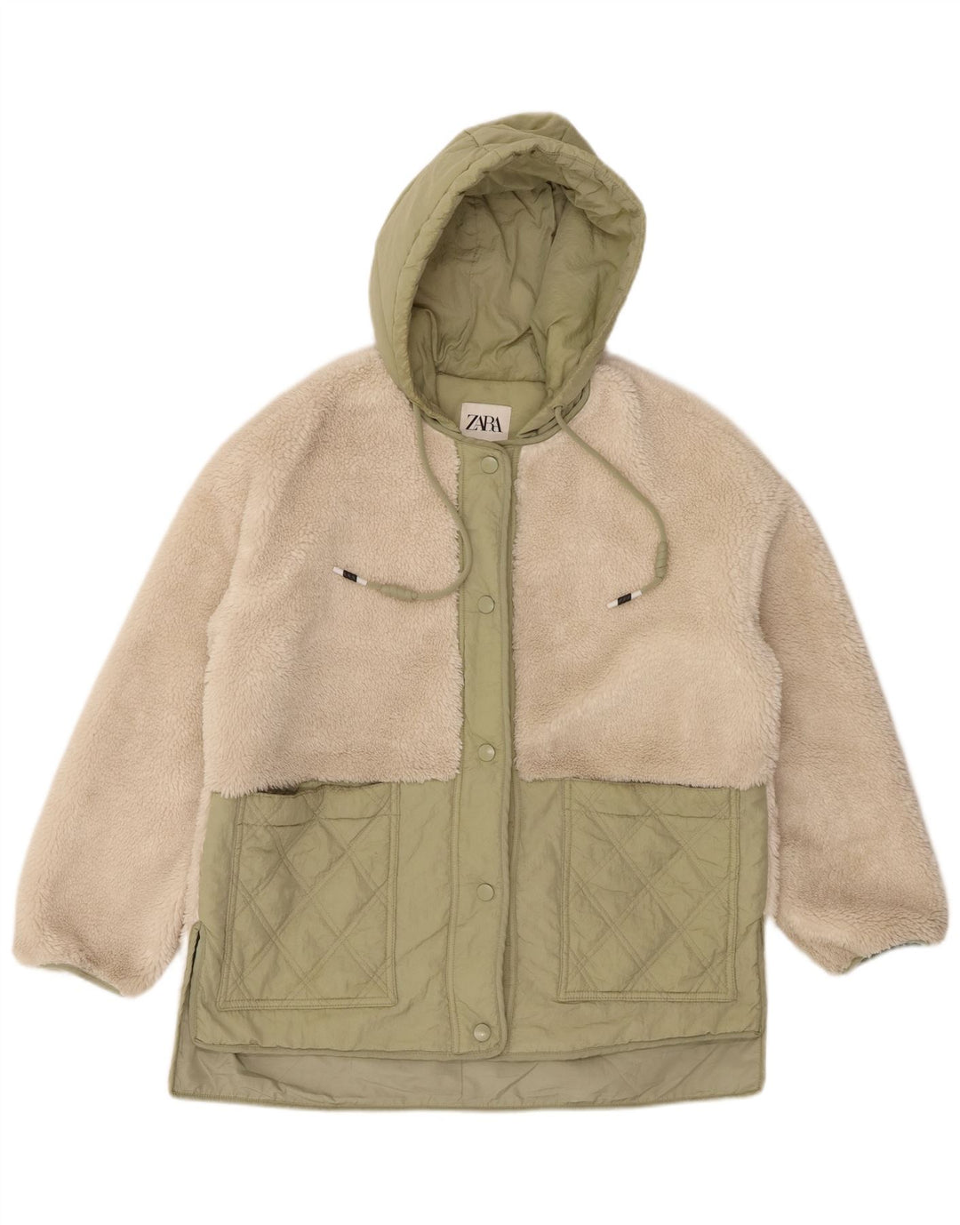 Zara Womens Oversized Hooded Windbreaker Jacket UK 10 Small Beige