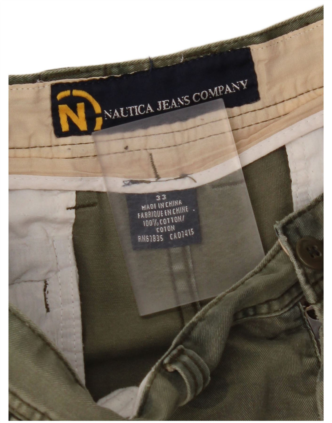 NAUTICA Mens Cargo Shorts W33 Medium Green Camouflage Cotton