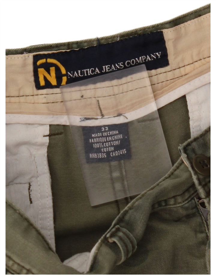 NAUTICA Mens Cargo Shorts W33 Medium Green Camouflage Cotton