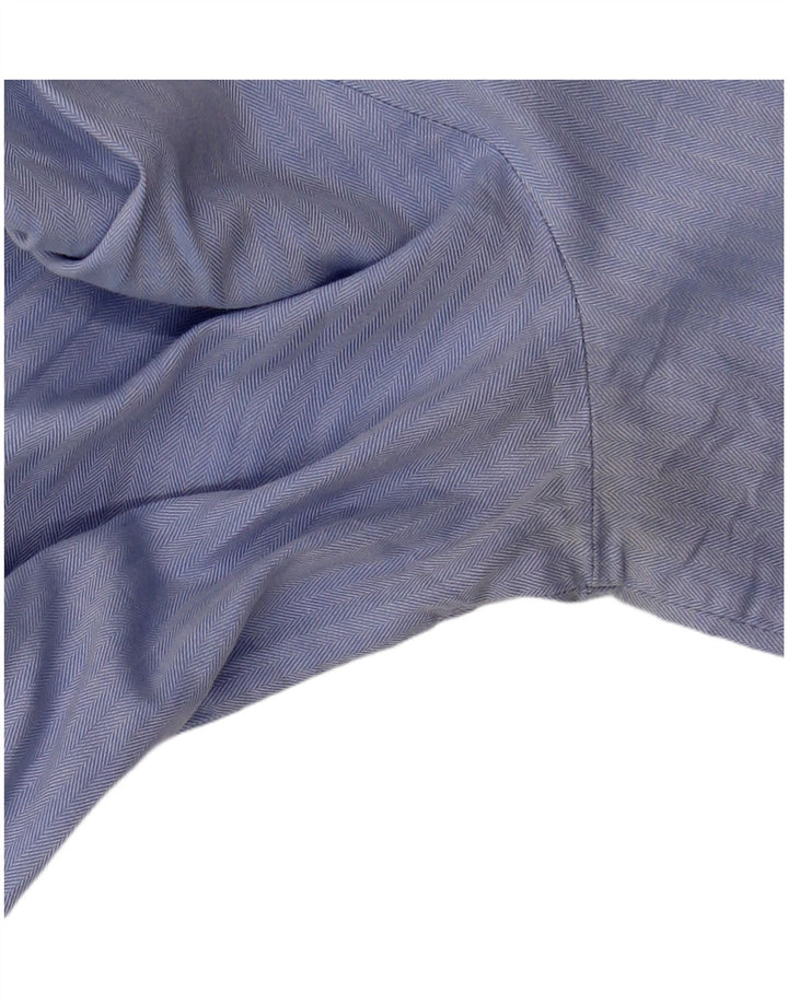 Zara Womens Pullover Shirt UK 10 Small Blue Herringbone Cotton