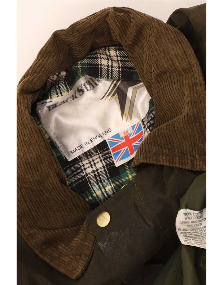 Vintage Mens Waxed Cotton Coat UK 38 Medium Khaki